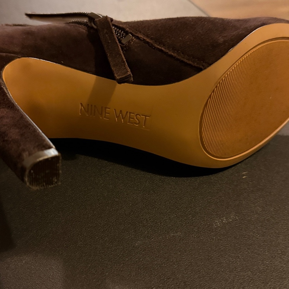 Nine West Chocolate Suede Ankle Booties - Picture 4 of 6